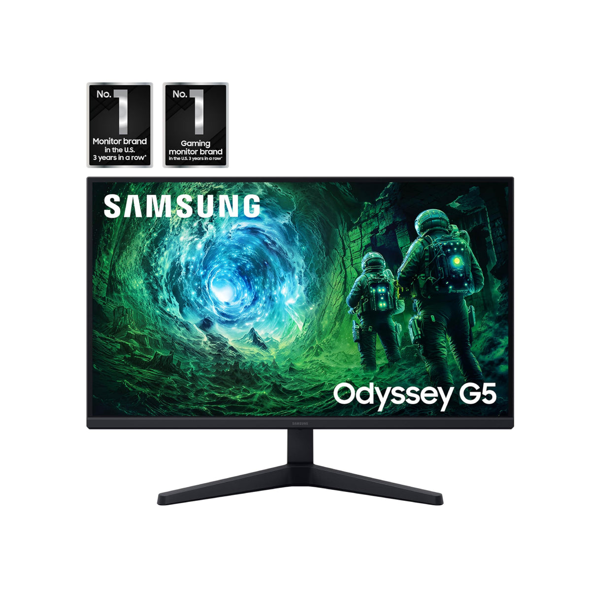 Samsung Odyssey G5 side profile showing slim design for desk space efficiency