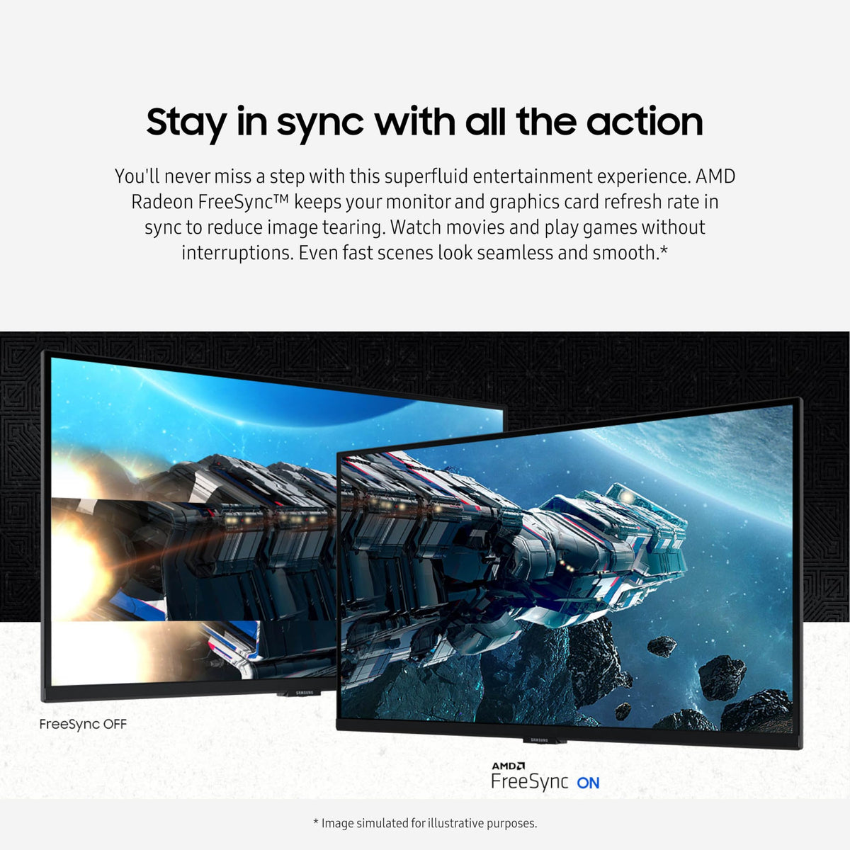 Samsung Odyssey G50D FreeSync reduces stutter in action