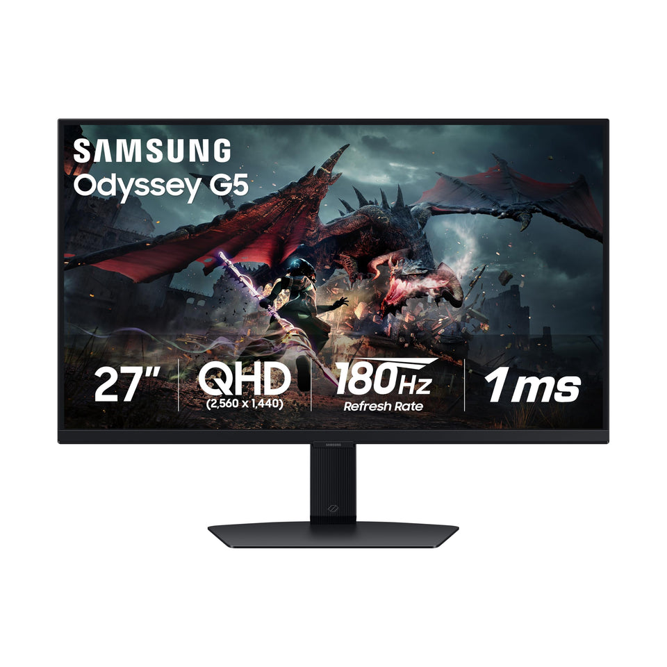 Samsung Odyssey G50D QHD panel offers sharp colors for immersive gaming.