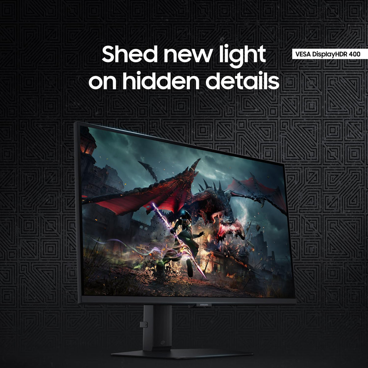 Samsung Odyssey G50D with DisplayHDR400 improves contrast and detail.