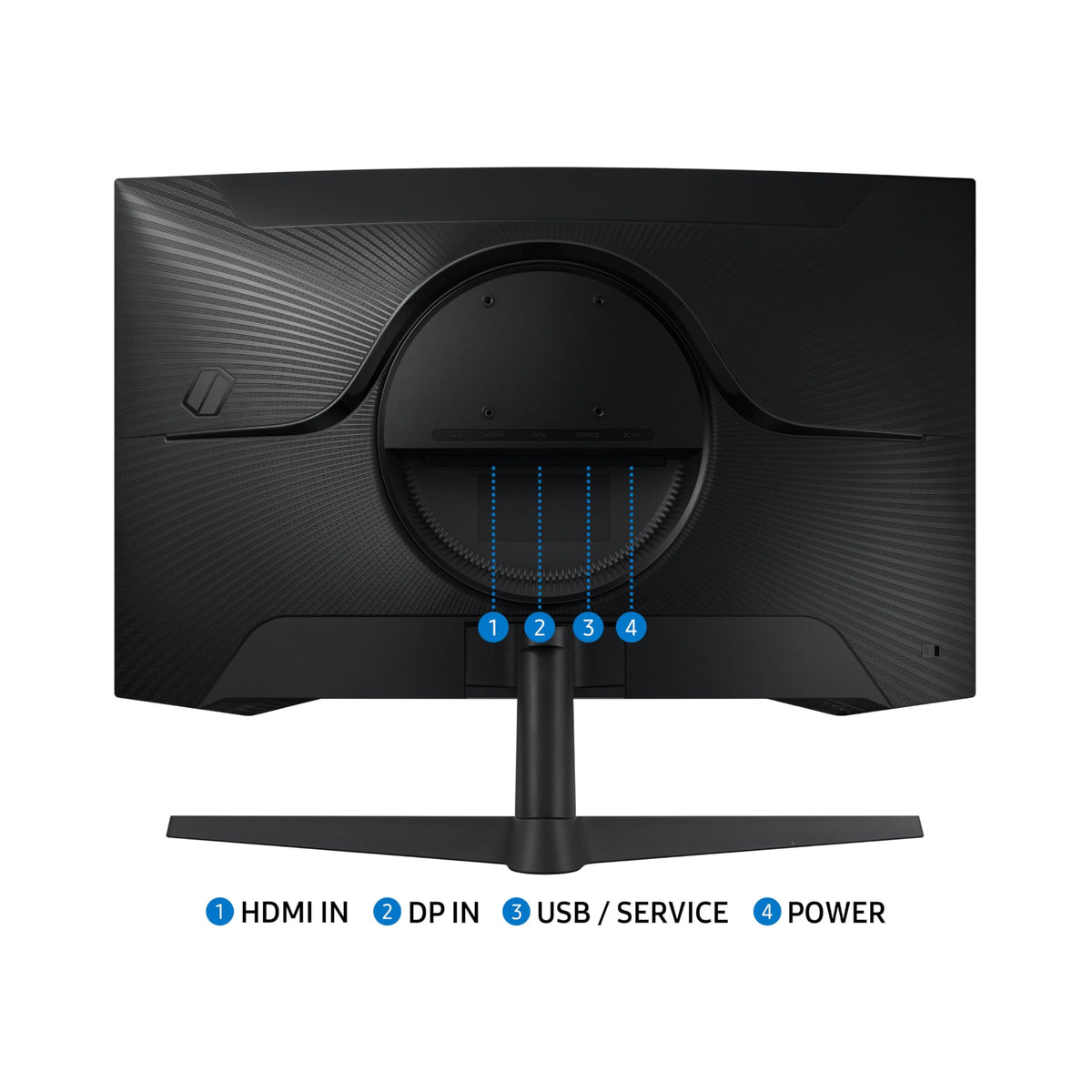 Samsung Odyssey G55C Eye Saver Mode reduces blue light for long sessions.