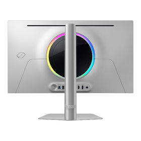 Samsung Odyssey G6 ergonomic stand provides comfortable viewing angles during extended play.