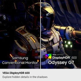 Samsung Odyssey G7 165Hz refresh supports ultra-smooth gameplay.