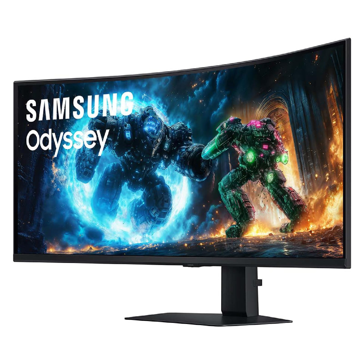 Samsung Odyssey G7 ergonomic stand with adjustable tilt and height.