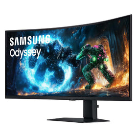 Samsung Odyssey G7 ergonomic stand with adjustable tilt and height.