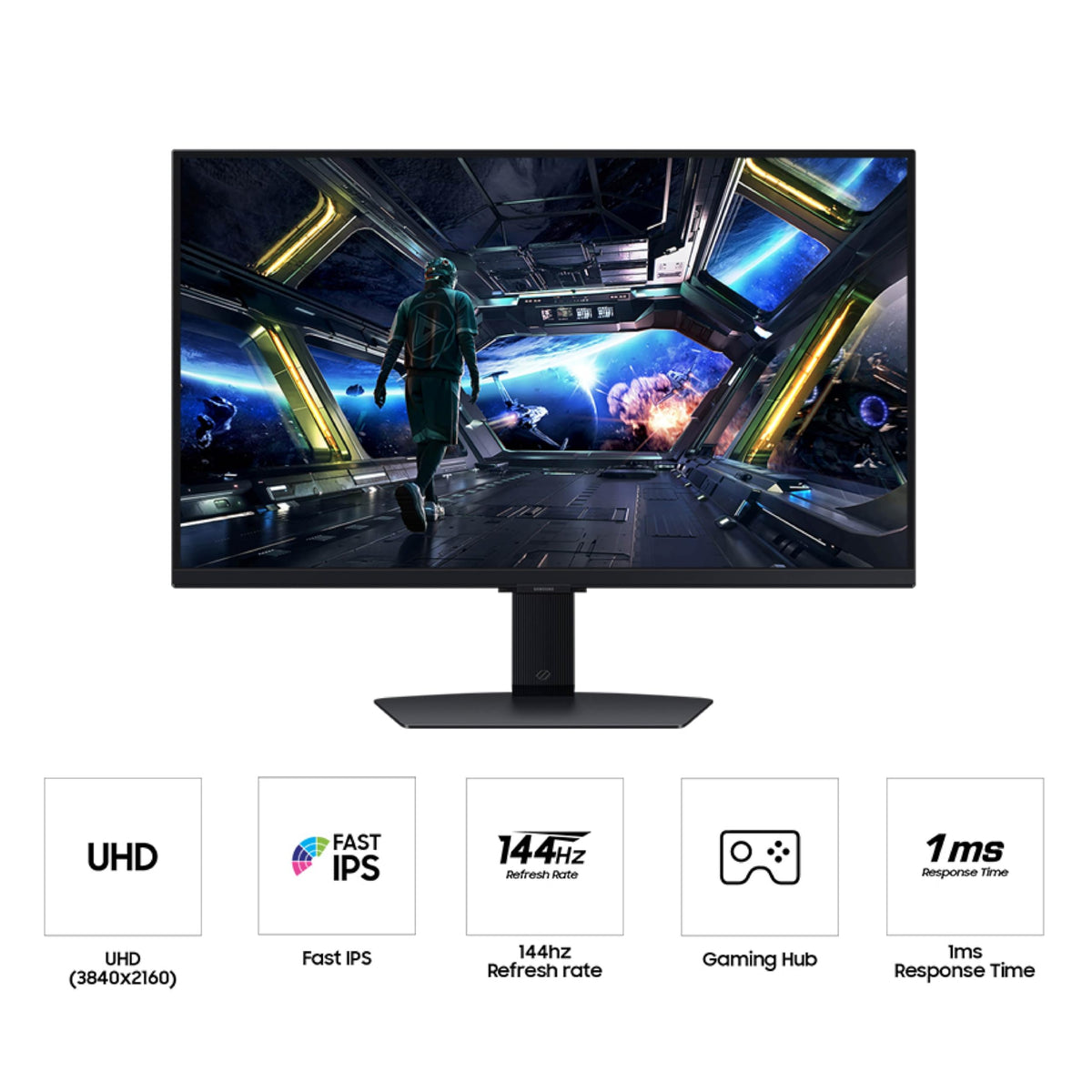 Wide viewing angle on Samsung Odyssey G7 IPS panel keeps colors accurate from all seats