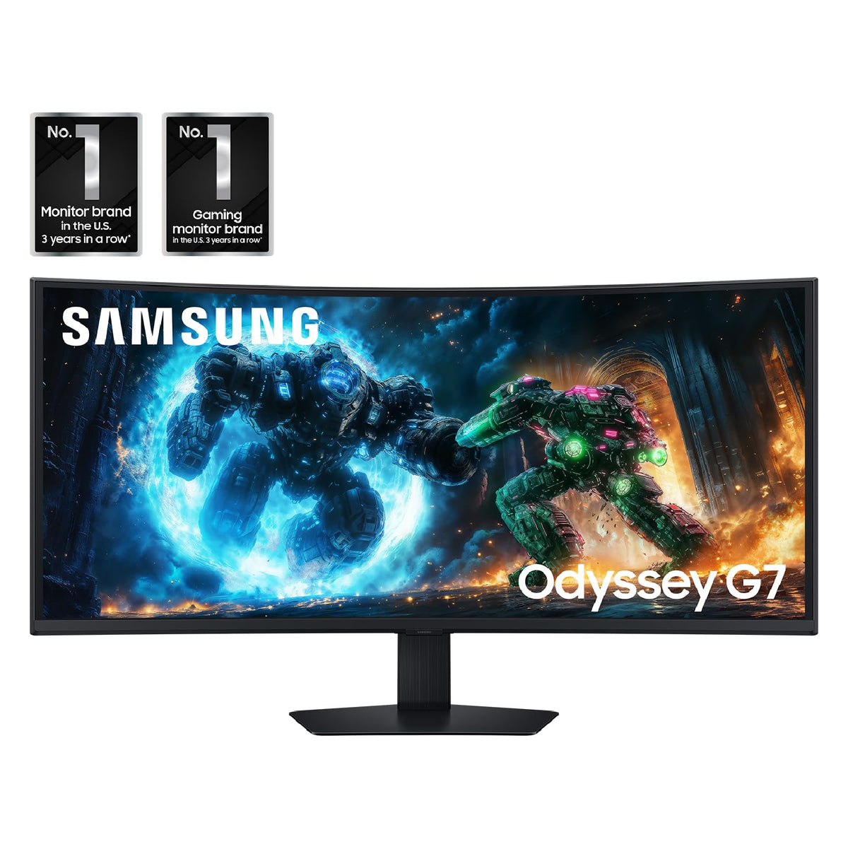 Samsung Odyssey G7 WuHD curved panel with HDR600 for vivid contrast.