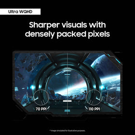 Samsung Odyssey G85SB close-up emphasizes true blacks and high contrast
