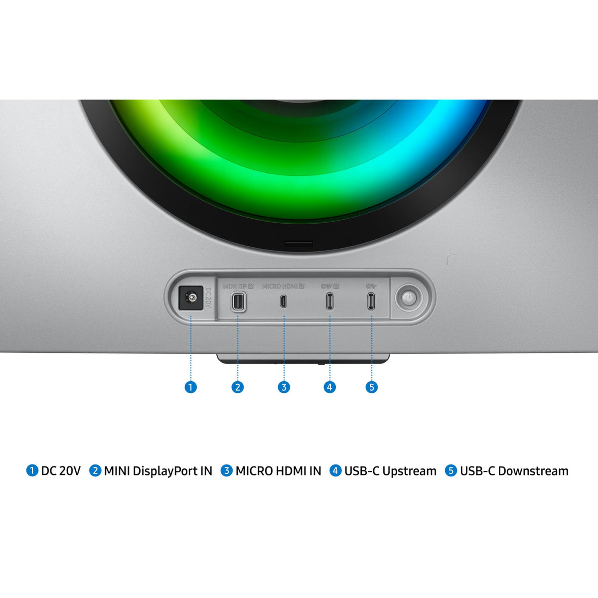 Samsung Odyssey G85SB USB-C port arrangement for clean setup