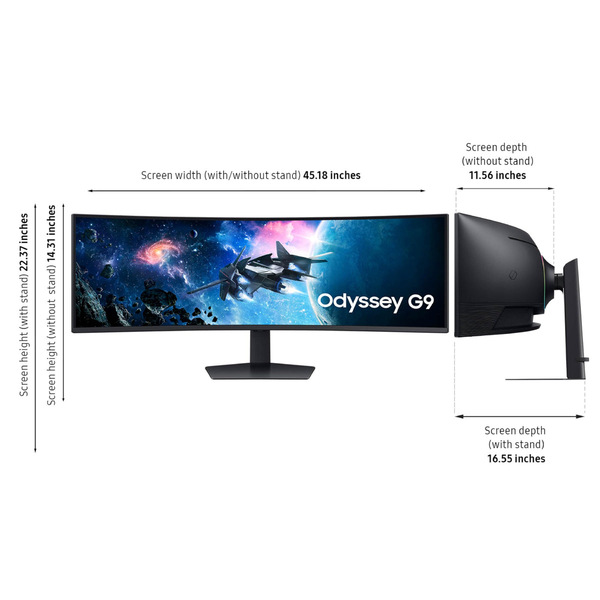 Samsung Odyssey G9 1ms GtG reduces motion blur during fast scenes.