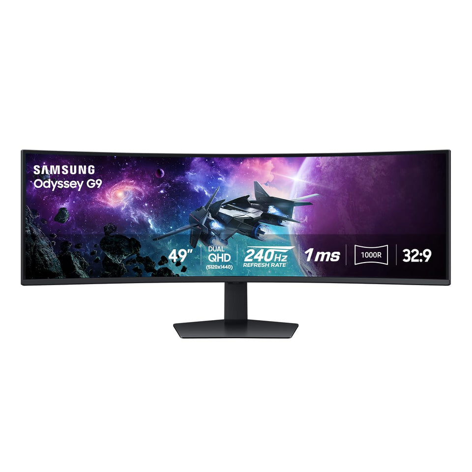 Samsung Odyssey G9 49-inch curved screen for immersive gaming experiences.