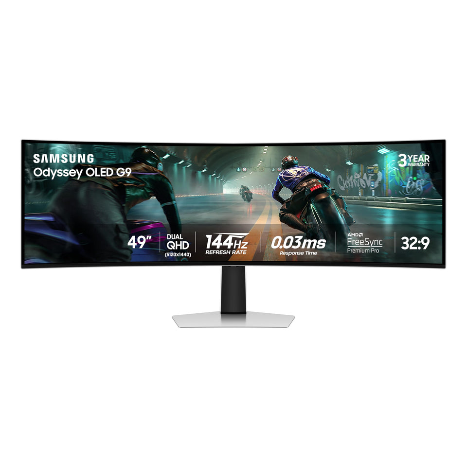 Samsung Odyssey G9 49-inch ultrawide curved panel for immersive gaming worlds.