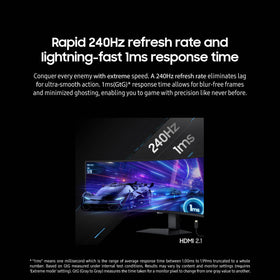 Samsung Odyssey G9 with AMD FreeSync Premium Pro keeps frames in sync for fluid play.