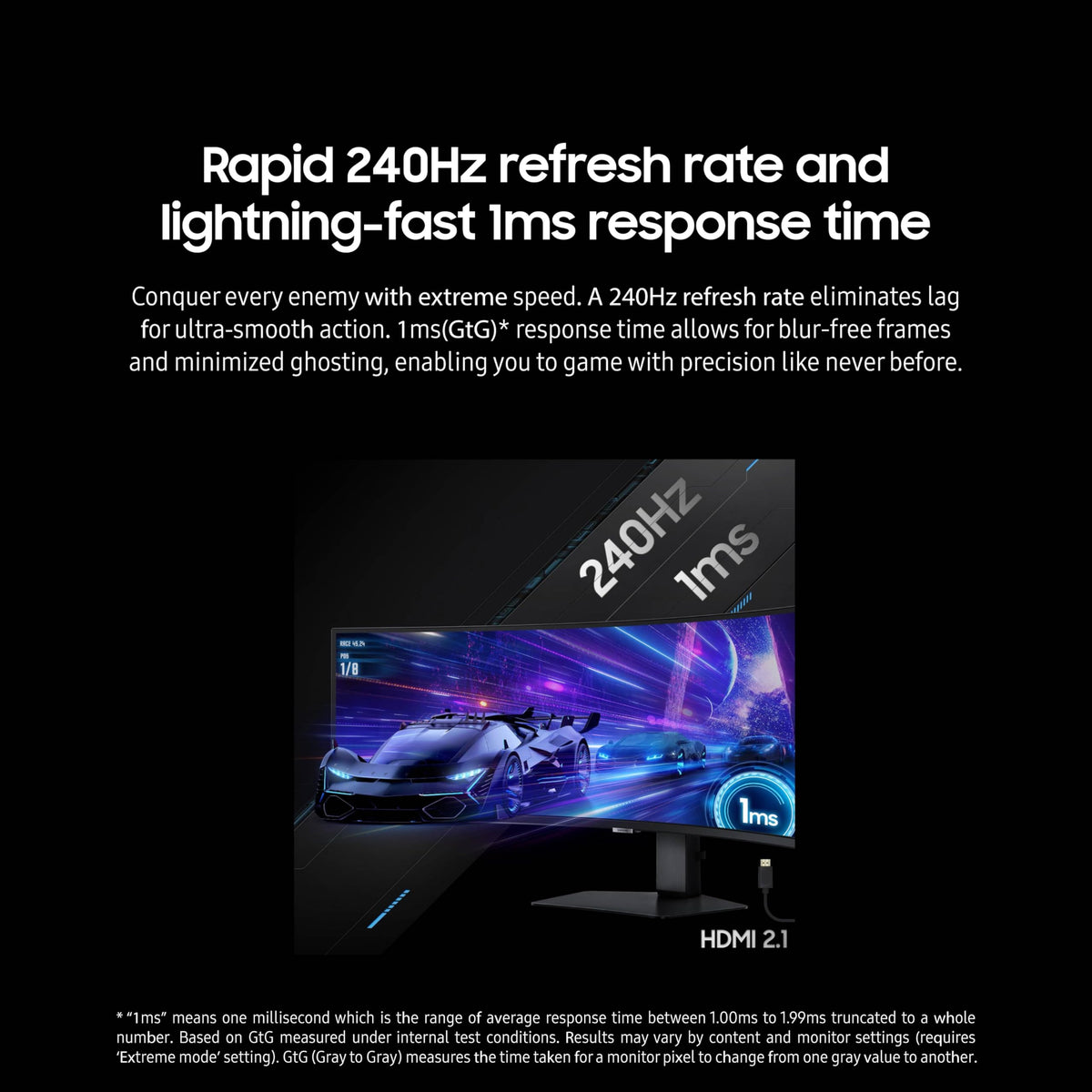 Samsung Odyssey G9 1,000,000:1 contrast for rich color depth.