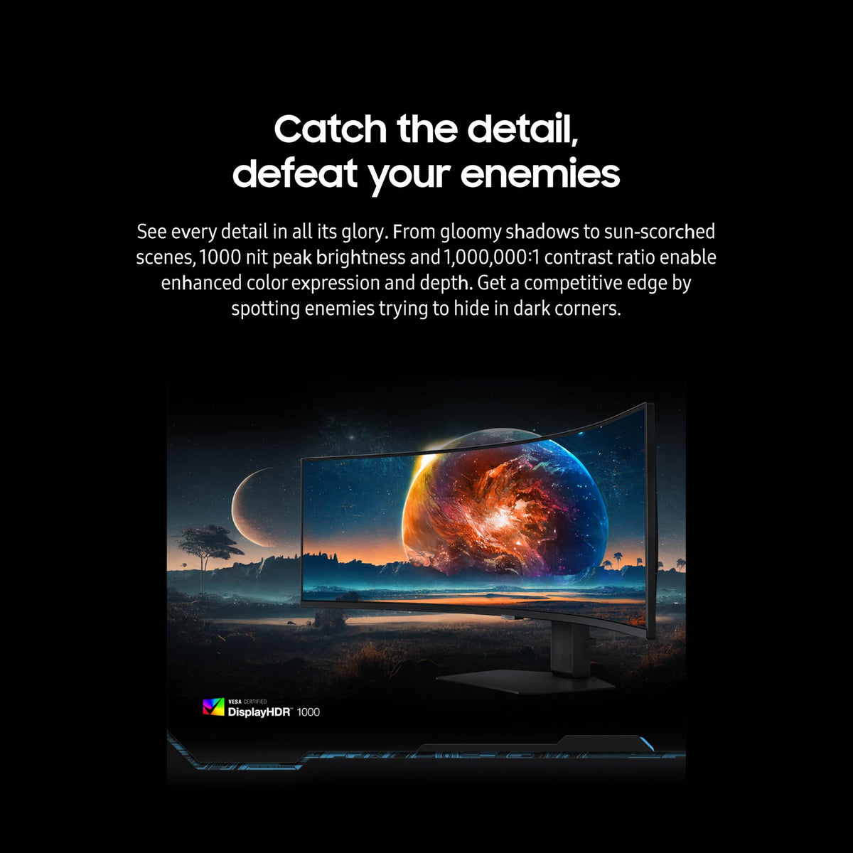 Samsung Odyssey G9 CoreSync and Core Lighting+ extend color into your setup for ambience.