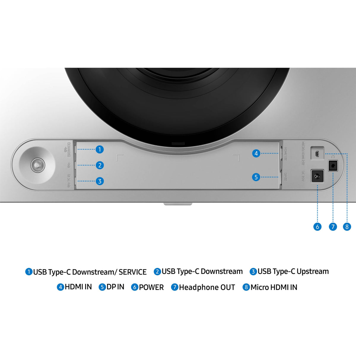 Samsung Odyssey G9 ergonomic stand adjusts height and tilt for comfort.