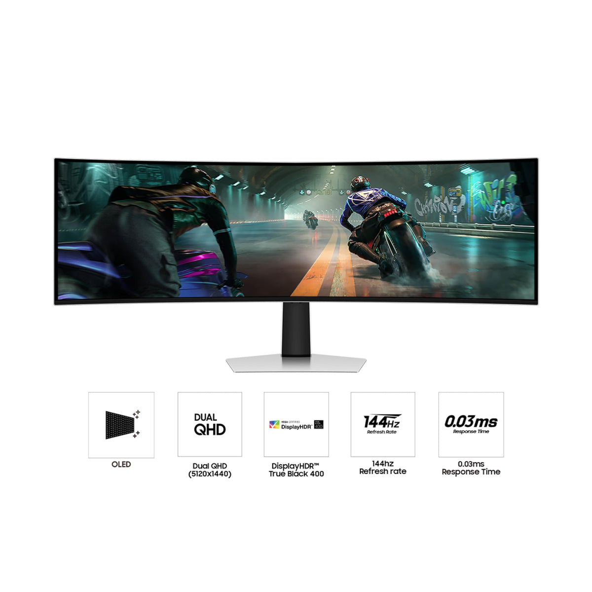 Samsung Odyssey G9 QD-OLED delivers vivid colors on a 5120x1440 canvas.