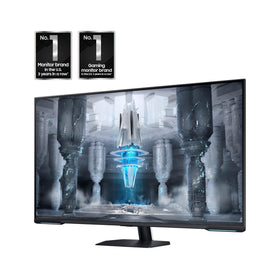 Samsung Odyssey Neo G7 43-inch ports and stand enable versatile console and PC setup.