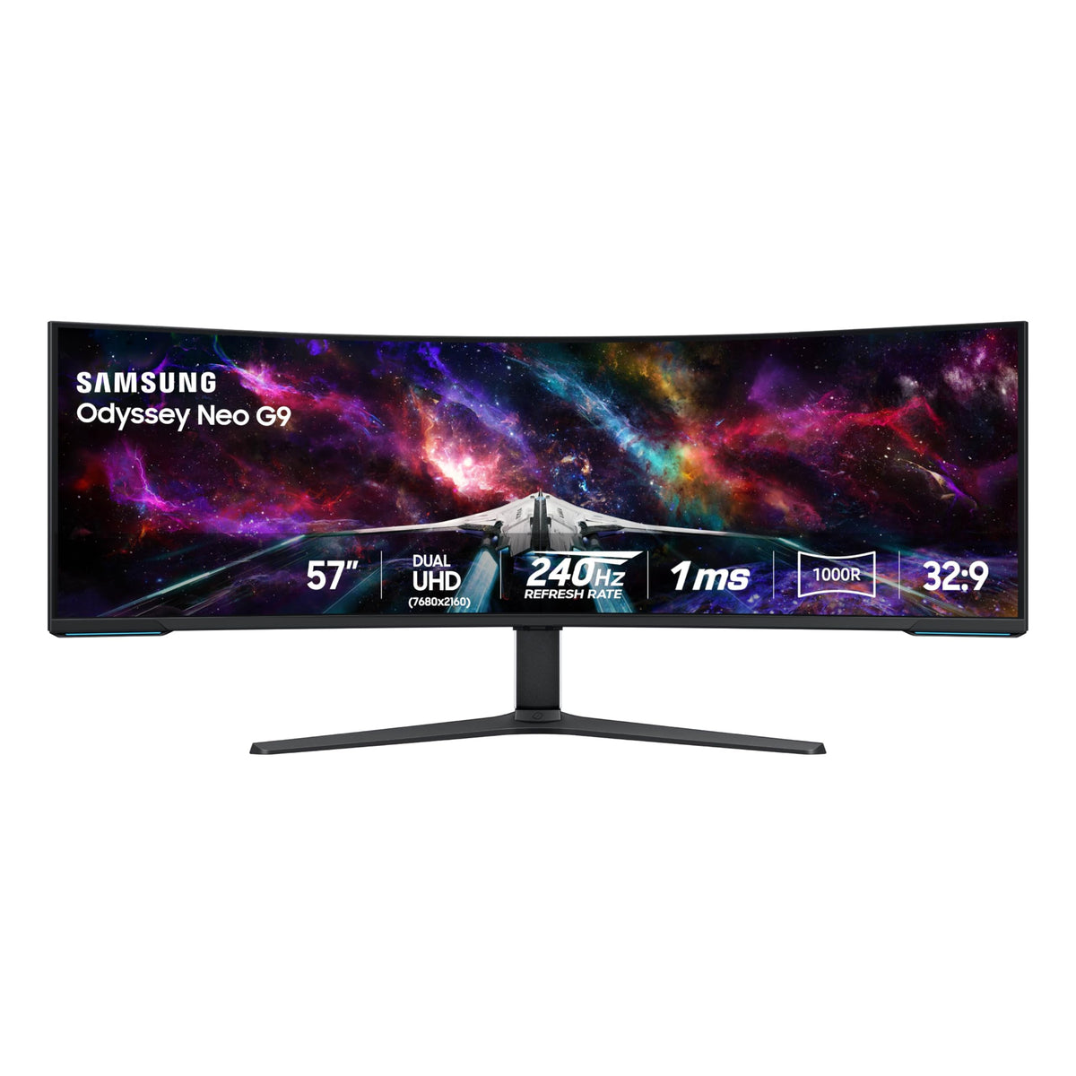 Samsung Odyssey Neo G9 close-up highlighting curved screen for immersive gaming visuals