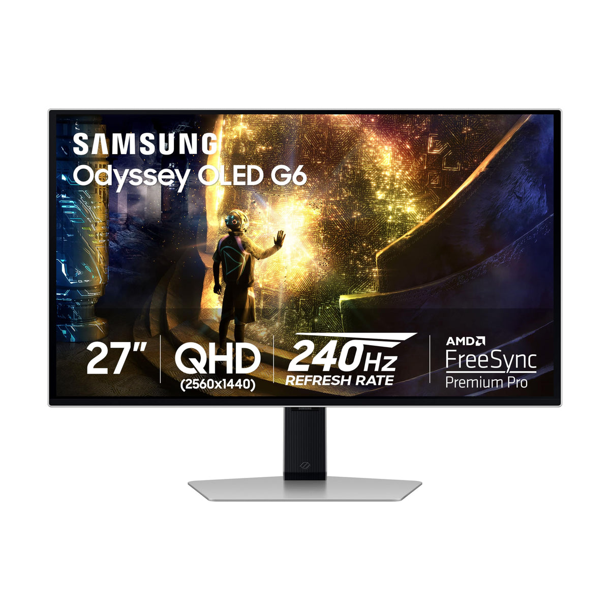 Samsung Odyssey OLED G6 with bright colors for immersive gaming scenes.