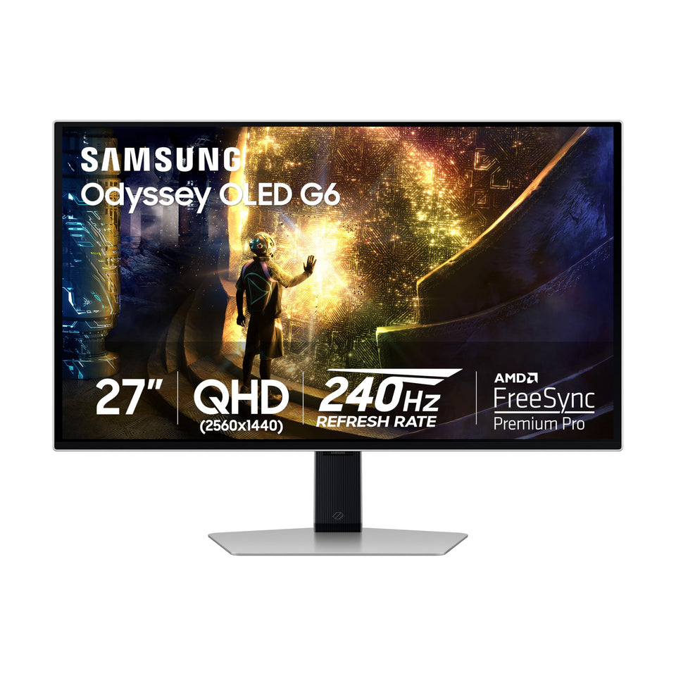 Samsung Odyssey OLED G6 with bright colors for immersive gaming scenes.