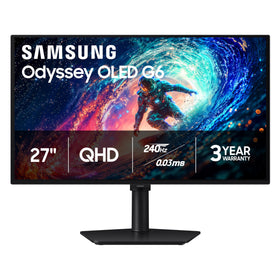 Samsung Odyssey G6 QD-OLED display delivers vivid colors for immersive gaming.