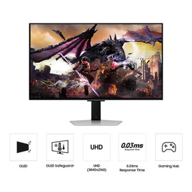 Ergonomic stand on the Samsung Odyssey OLED G8 supports comfortable sessions