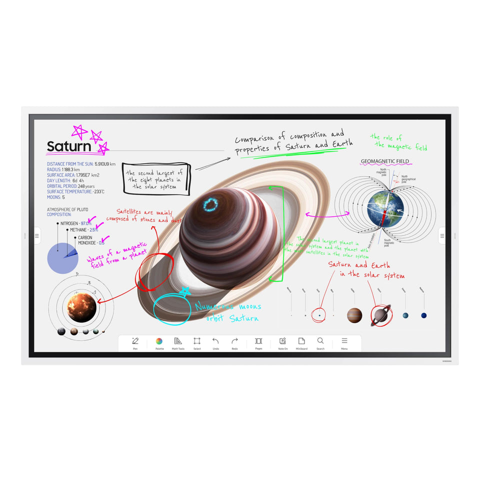 Samsung Pro 65-inch 4K touchscreen with a wide-angle view for collaborative family use.