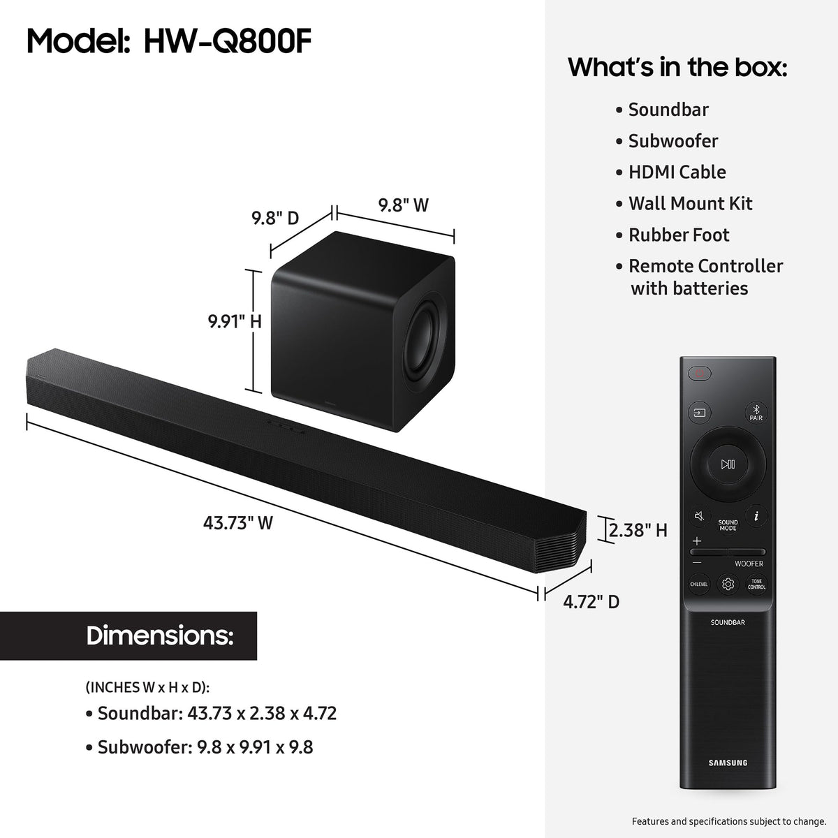 Samsung Q800F top-firing drivers add height effects for Atmos