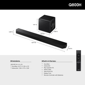 Samsung Q800H with wireless Dolby Atmos for cinematic audio without cables