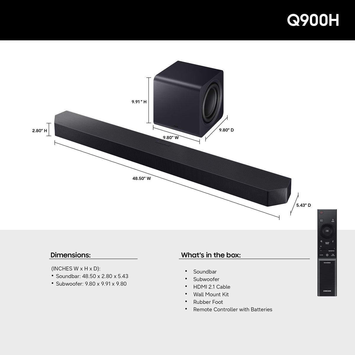 Samsung Q900H wireless subwoofer enables room-filling bass with minimal cables
