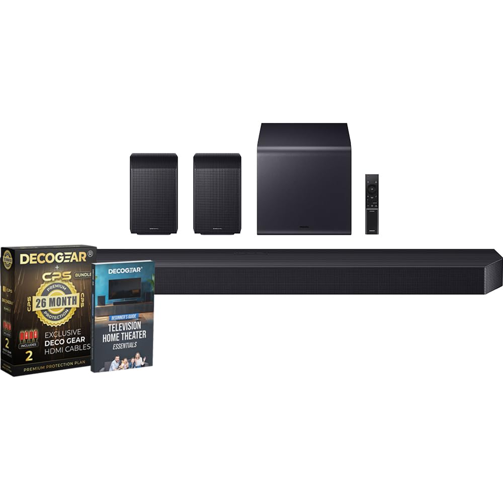 Samsung Q990F front view showing 11.1.4 channel setup for immersive home theater