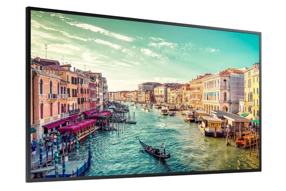 Samsung QM55R 55-inch display front view showing vibrant 4K visuals for signage