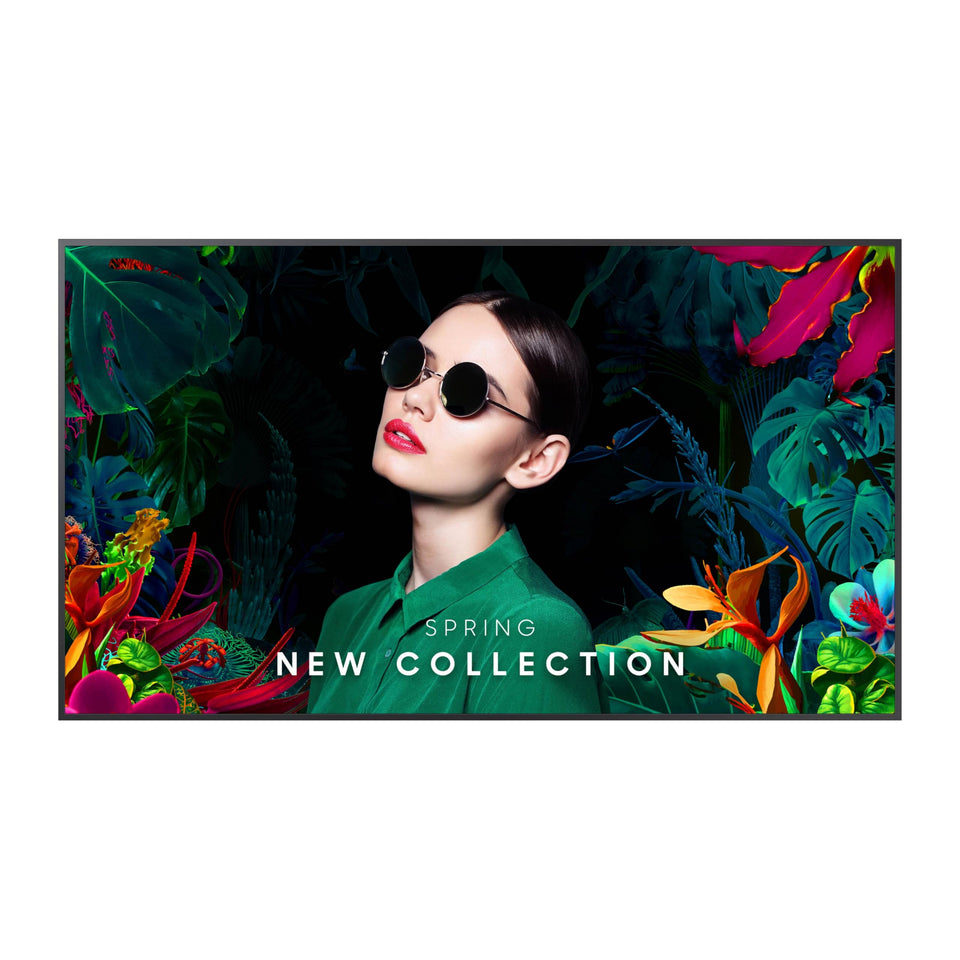 Samsung QMC LFD display ultra-slim 28.5mm depth, ideal for compact signage.