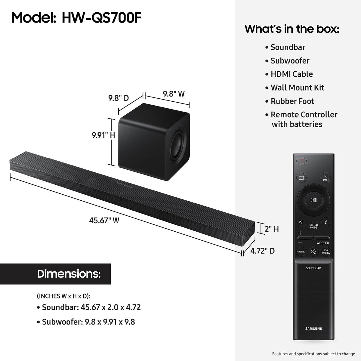 Samsung HW-QS700F wall-mount setup scene for flexible placement