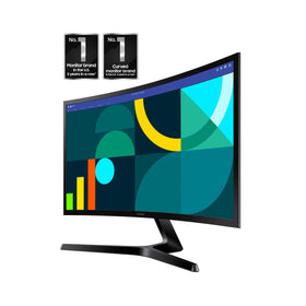 Samsung S3 24-inch curved monitor side view highlighting slim profile for compact setups.