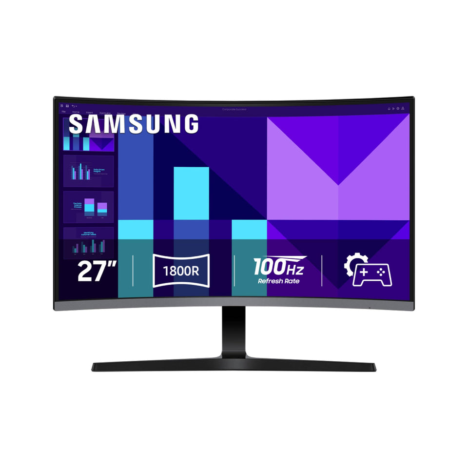 Samsung S3 27-inch curved monitor front view for immersive gaming and productivity