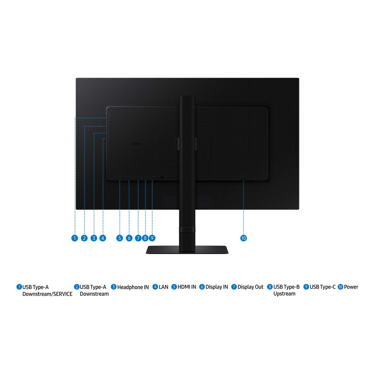 Samsung S60UD ergonomic adjustments show flexible tilt, swivel, and pivot.
