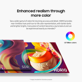 Samsung S60UD HDR10 color range delivers richer contrast and lifelike visuals.