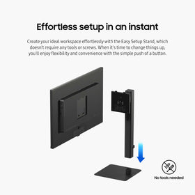 Samsung S60UD height-adjustable stand supports ergonomic alignment and comfort.