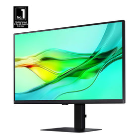 Samsung S60UD side angle showcases slim profile for space-saving desk setup.