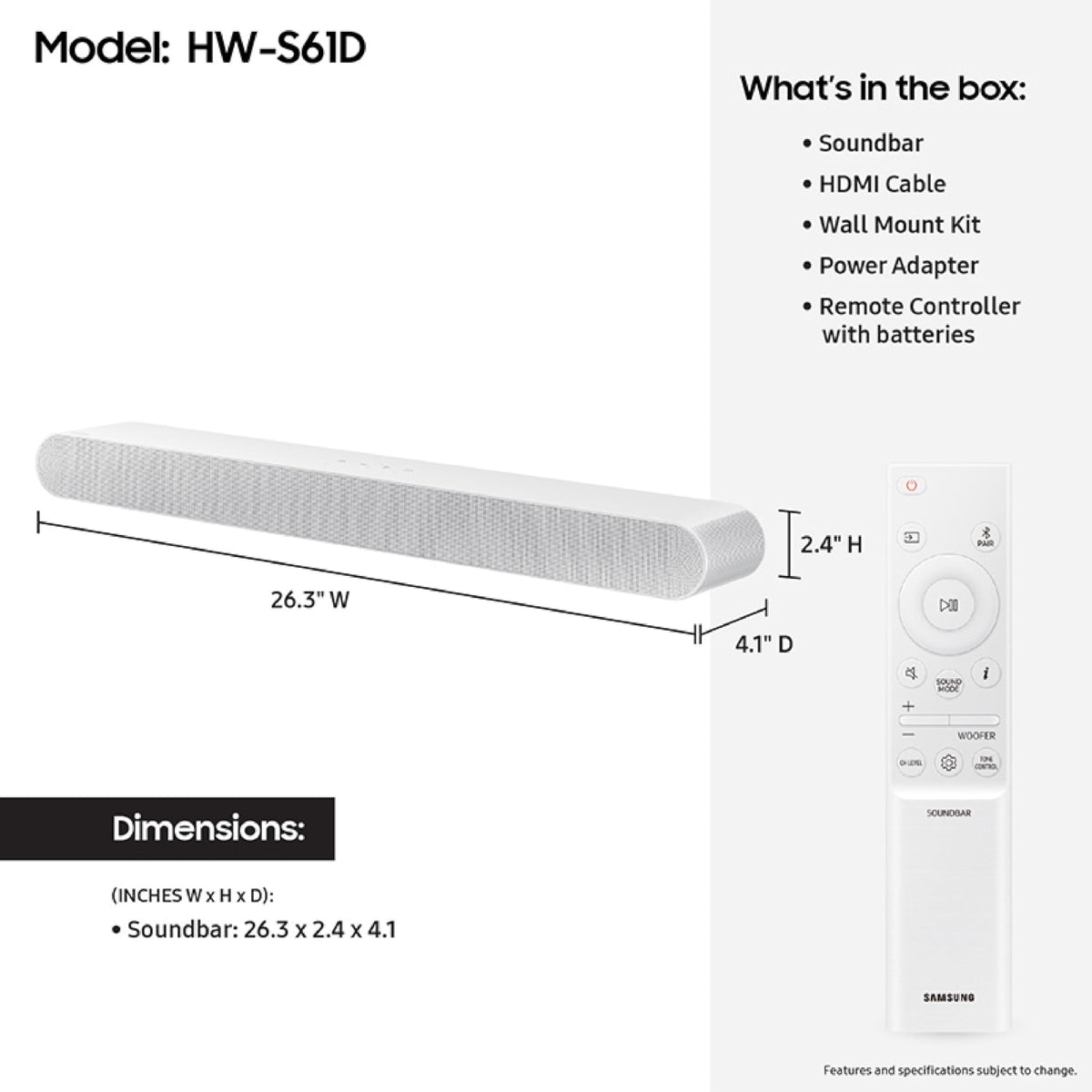 Samsung S61D back ports detail for easy wireless setup and connectivity