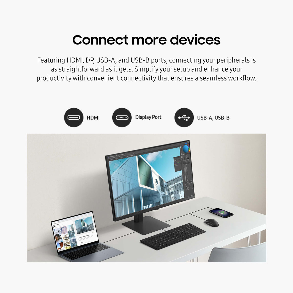 Samsung ViewFinity S8 S80D slim design fits compact desks and studios