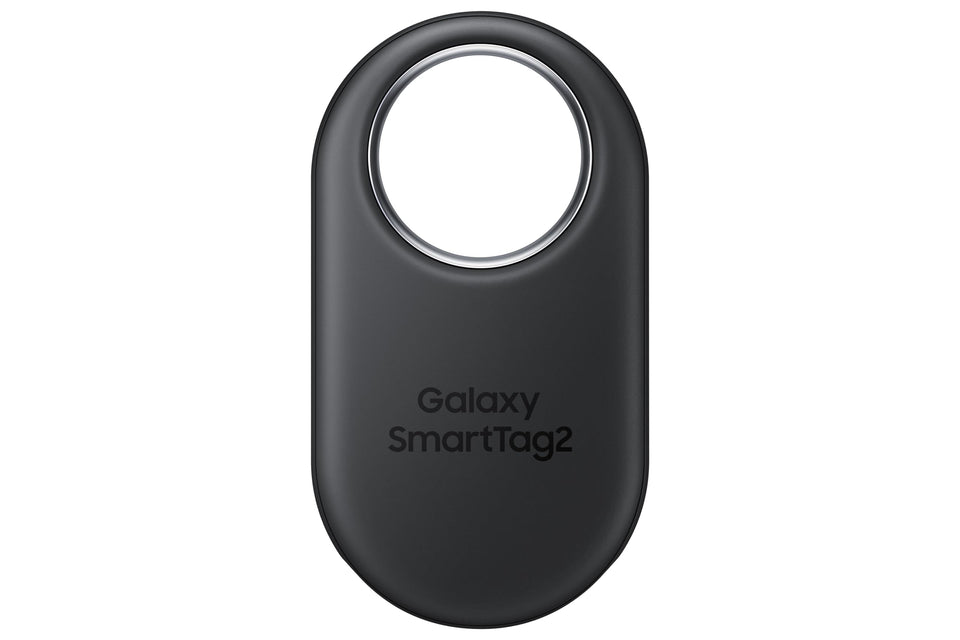 Samsung SmartTag2 front view showing compact tracker and keyring benefit