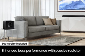 Samsung SWA-W510 passive radiator delivers deeper bass feel in a compact size.