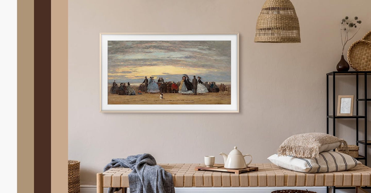 Samsung The Frame 65 bezel Modern White enables bright, minimalist vibes.