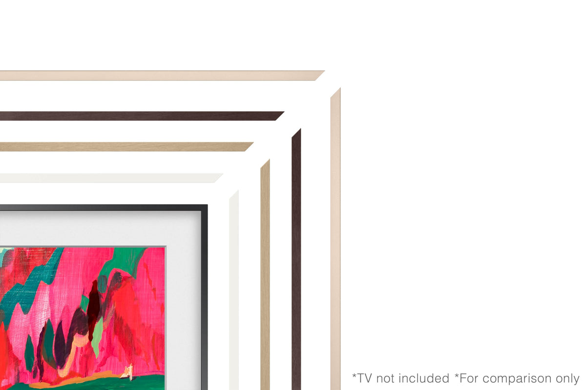 Samsung The Frame beveled teak bezel pairs natural wood with a refined silhouette