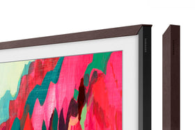 Samsung The Frame modern white bezel enhances a bright, contemporary wall display