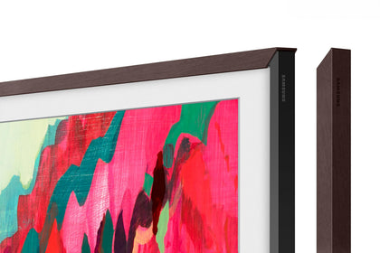 Samsung The Frame modern white bezel enhances a bright, contemporary wall display