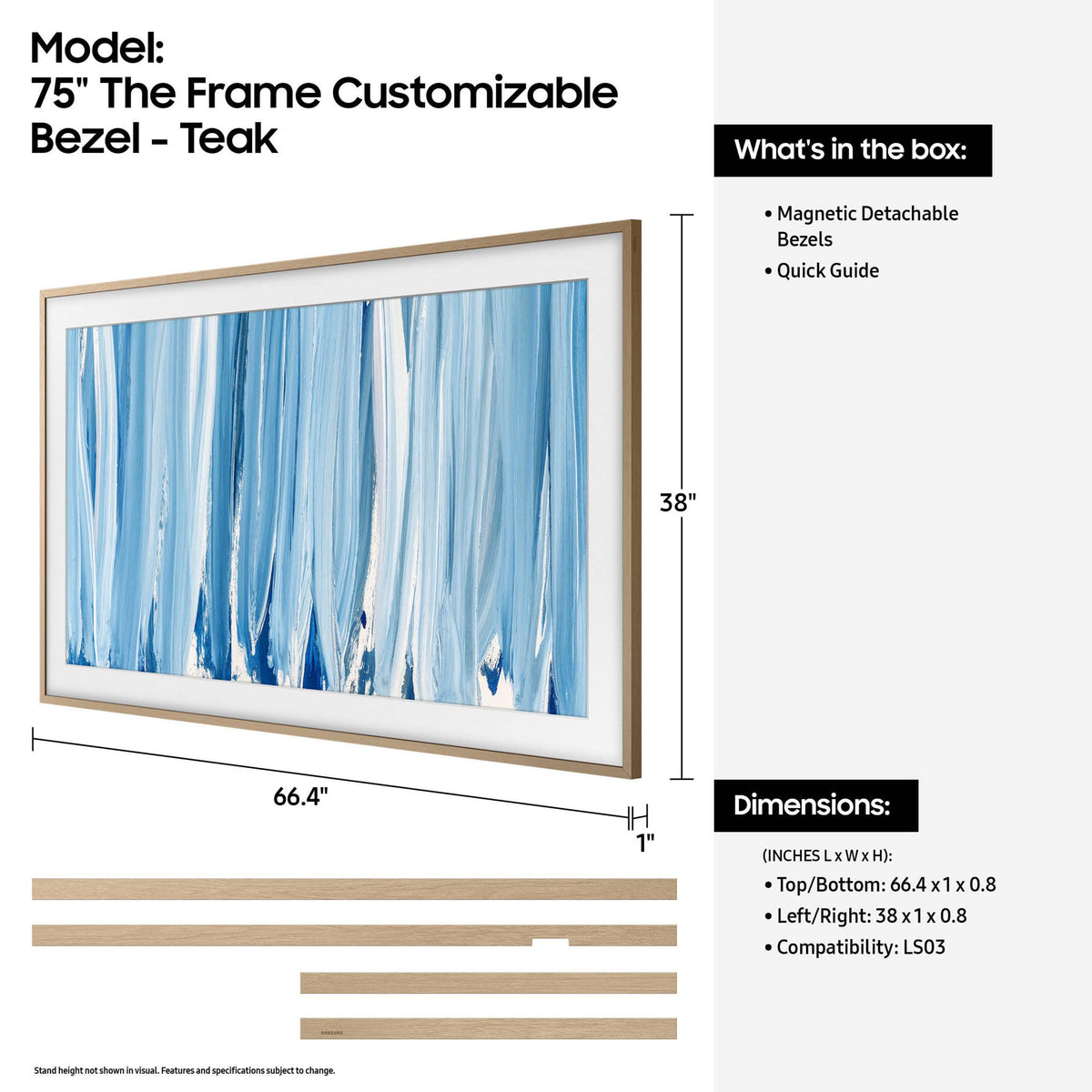 Samsung The Frame white bezel swap enables quick room style changes.
